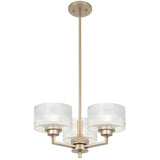 Telbix Moreno II 3 Light Modern Drum Pendant with Ribbed Glass Shade | Antique Silver