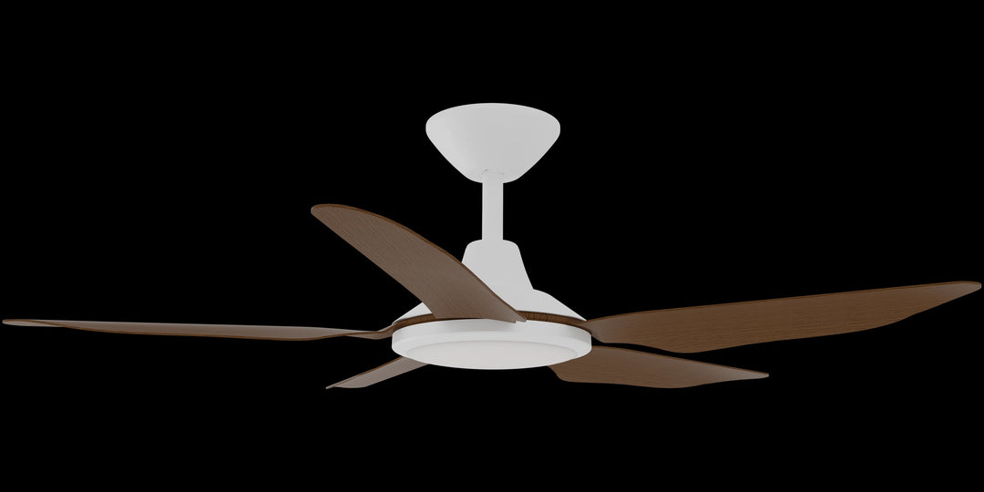 Calibo Storm 42" (1070mm) 5 Blade 18W Tricolour LED Light Indoor/Outdoor DC Ceiling Fan & Remote | White & Koa