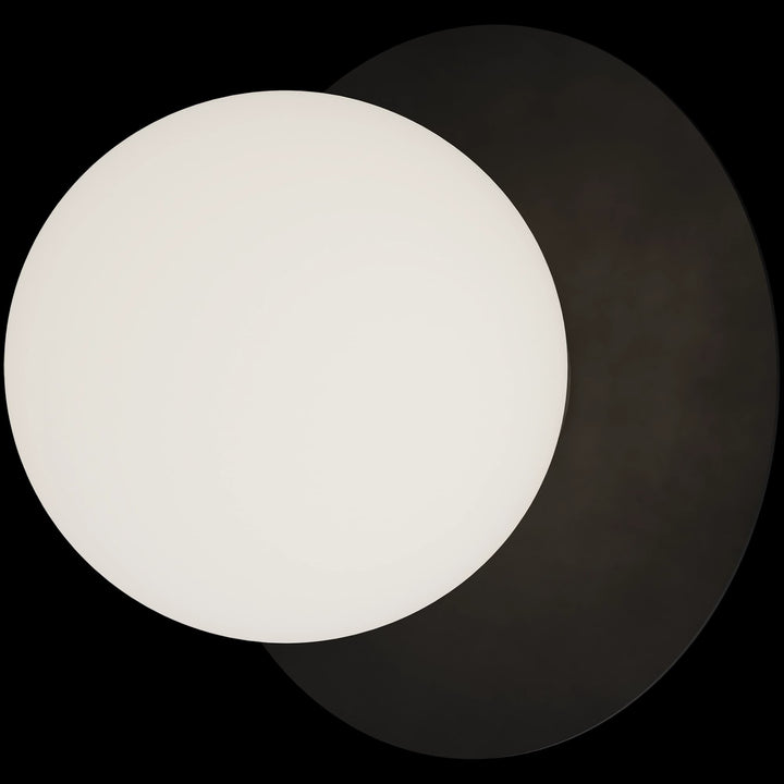 Calibo Crest Opal Glass 140mm Orb Wall Light Round Plate 200mm | Black