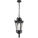 Telbix Pedral Large Outdoor Lantern Pendant with Textured Glass and Multiple Suspension | Black