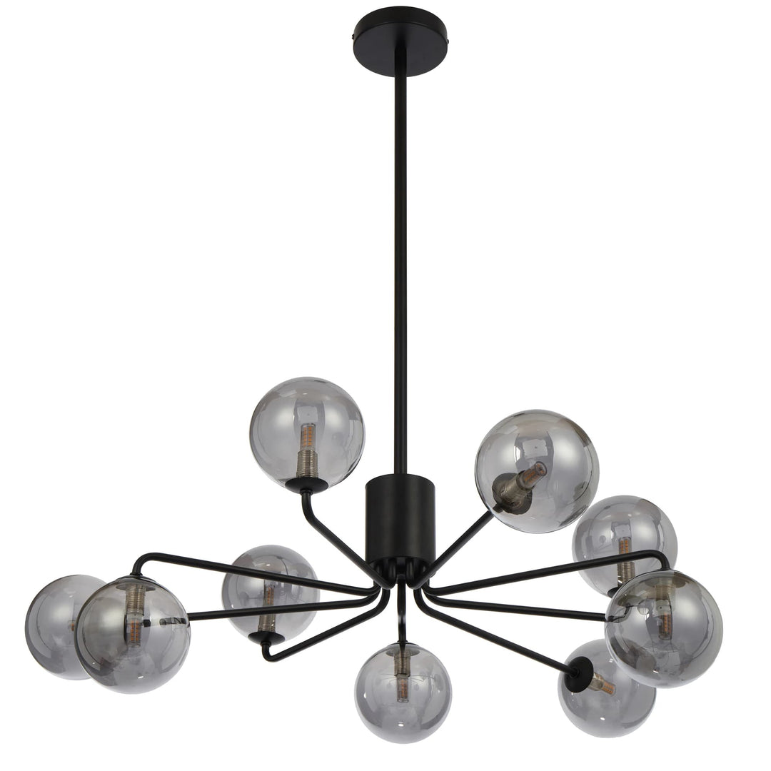 Telbix Black Felton 9 Light Pendant | Smoke