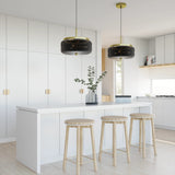 Calibo Whistler Ribbed Glass 3 Light Pendant | Gold and Smoke