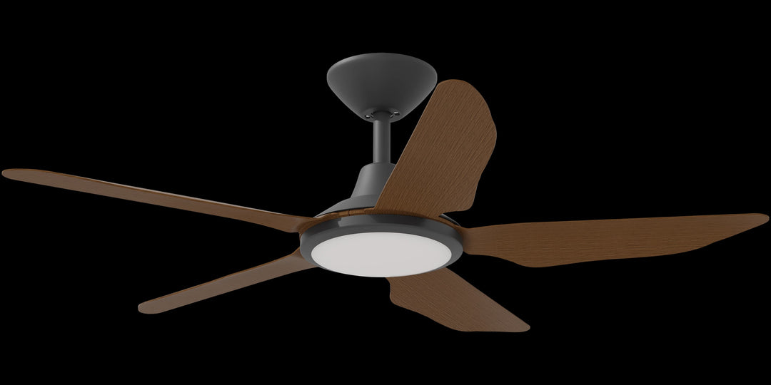 Calibo Storm 42" (1070mm) 5 Blade 18W Tricolour LED Light Indoor/Outdoor DC Ceiling Fan & Remote | Black & Koa
