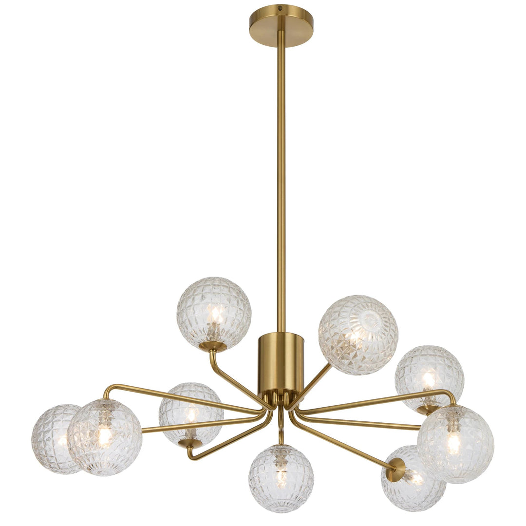 Telbix Antique Gold Felton 9 Light Pendant | Clear Prism