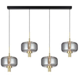 Telbix Volen 4 Light LED Bar Pendant | Black and Smoke