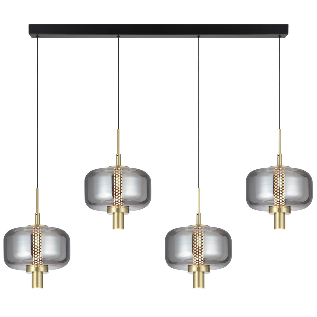 Telbix Volen 4 Light LED Bar Pendant | Black and Smoke