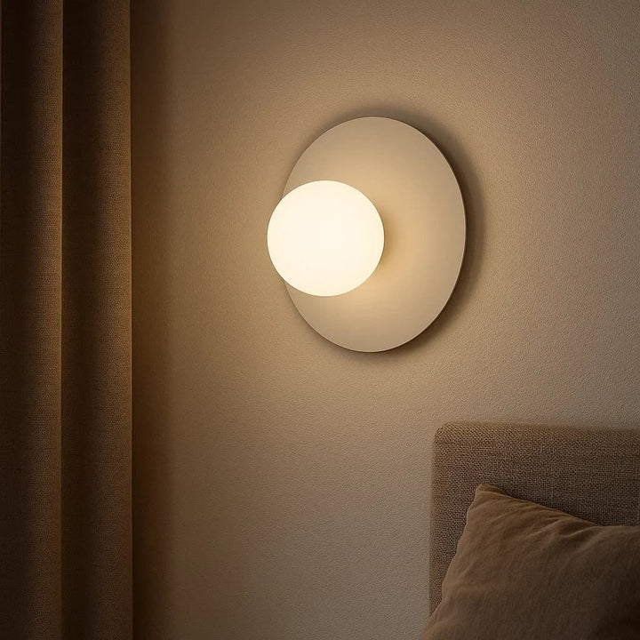 Calibo Crest Opal Glass 120mm Orb Wall Light Round Plate 300mm | White