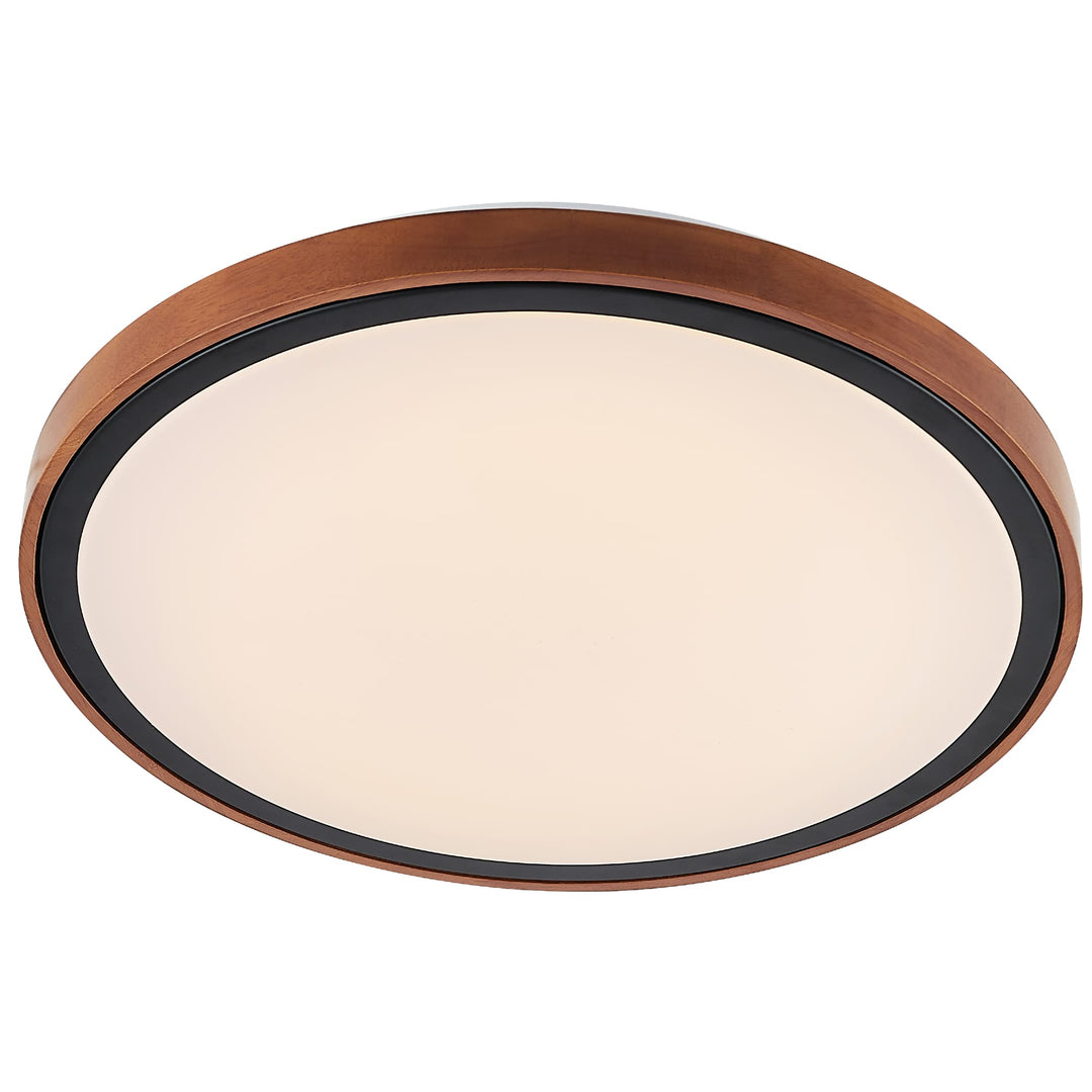 Telbix Orlin Tricolour LED Round Oyster Light with Wood Accent | Medium