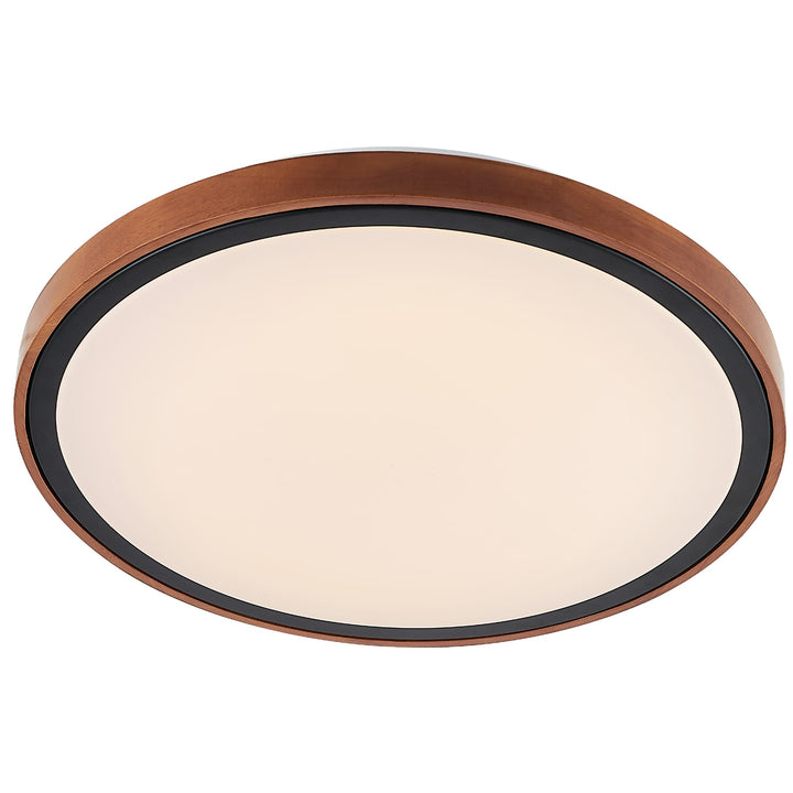 Telbix Orlin Tricolour LED Round Oyster Light with Wood Accent | Medium