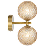 Telbix Antique Gold Felton 2 Light Wall Light | Amber Tear
