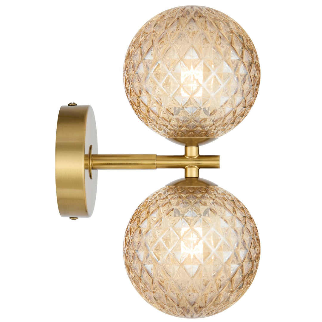 Telbix Antique Gold Felton 2 Light Wall Light | Amber Tear