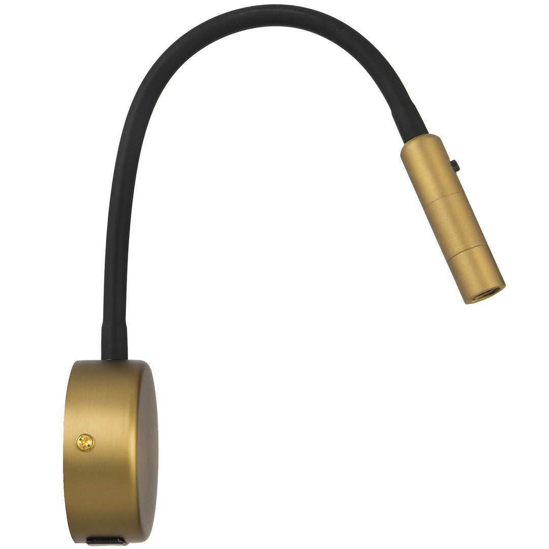 Telbix Solio Modern Minimalist Adjustable Tubular LED Wall Light | Antique Brass