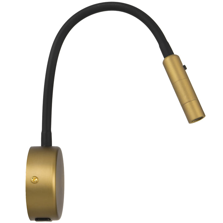 Telbix Solio Modern Minimalist Adjustable Tubular LED Wall Light | Antique Brass