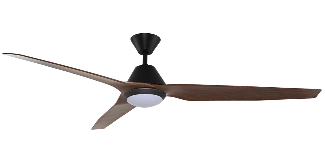 Fanco Infinity-iD 64" Smart DC Ceiling Fan with LED Light and Dual Control | Black and Spotted Gum