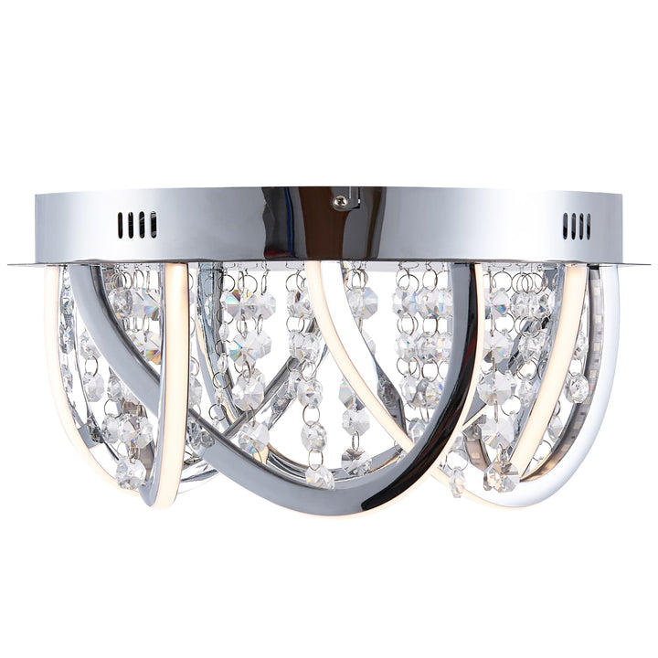 Telbix Luxia Round Flush Mount LED Ceiling Light with Cascading Crystals and RGB Colour Effects | Small