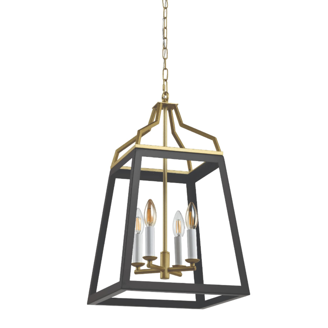 Telbix Monteal 4 Light Pendant | Black and Antique Gold