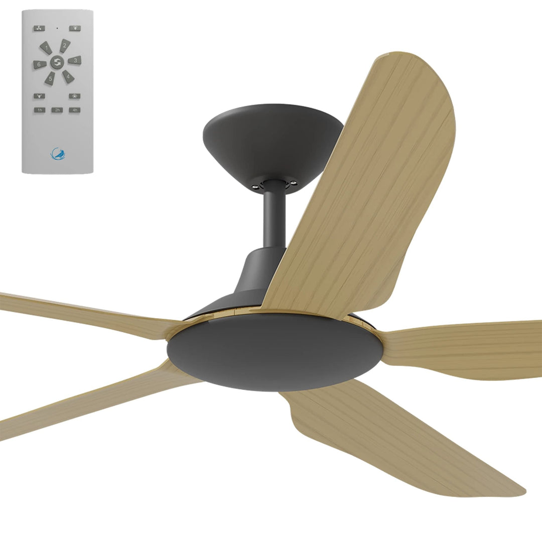 Calibo Storm 56" (1430mm) 5 Blade Indoor/Outdoor DC Ceiling Fan and Remote | Black & Bamboo