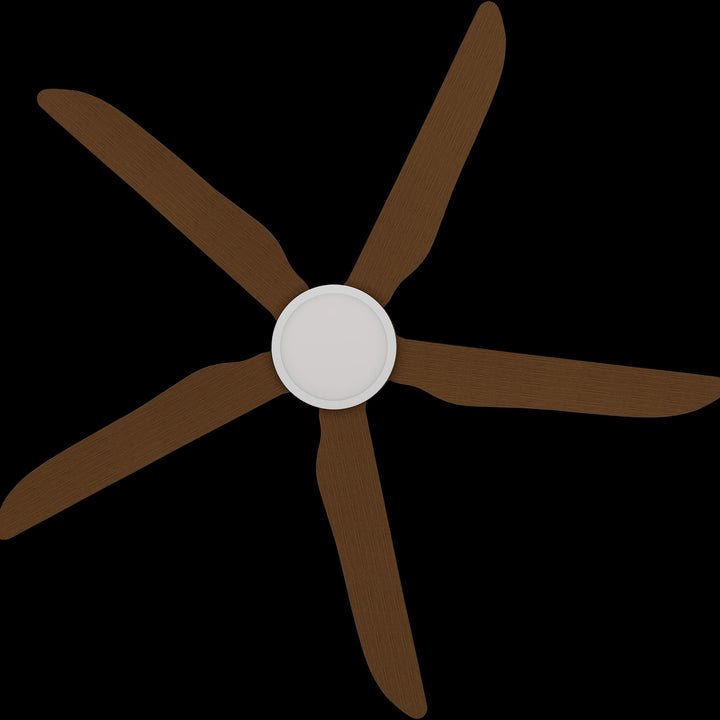 Calibo Storm 56" (1430mm) 5 Blade 18W Tricolour LED Light Indoor/Outdoor DC Ceiling Fan & Remote | White & Koa