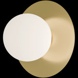 Calibo Crest Opal Glass 120mm Orb Wall Light Round Plate 200mm | Brass