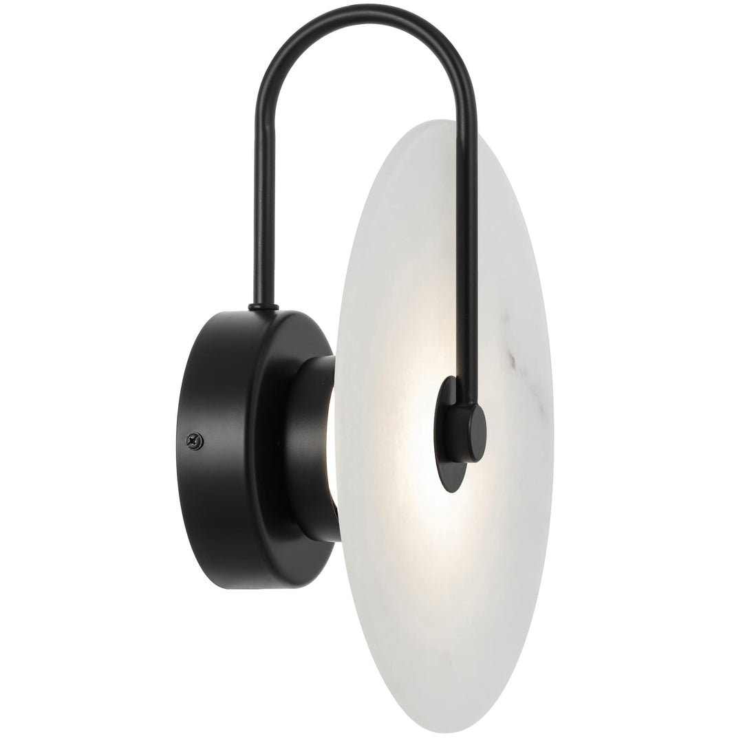 Telbix Zonder Modern Marbled Glass Disc LED Indoor Wall Light | Black