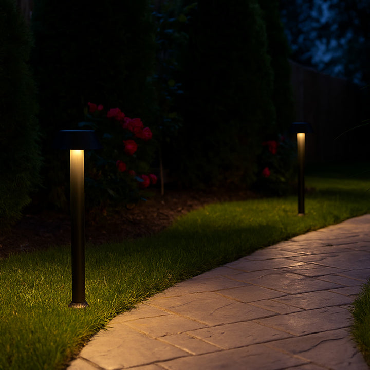Telbix Pyrus Minimalist Black LED Outdoor Bollard Light in Refined Sand Finish | Black