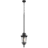 Telbix Pedral Classic Outdoor Lantern Pendant with Textured Glass and Multiple Suspension | Black