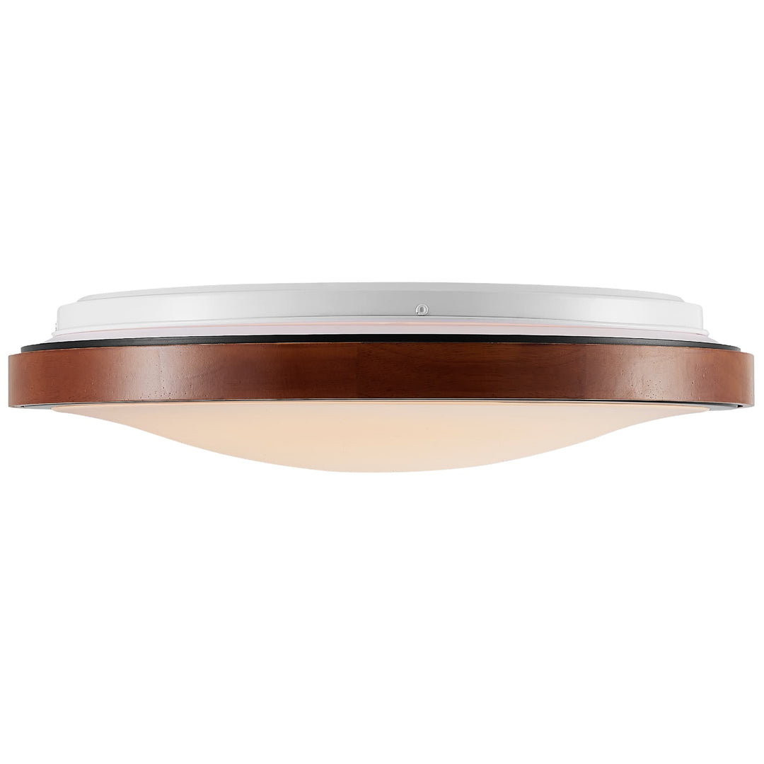 Telbix Orlin Tricolour LED Round Oyster Light with Wood Accent | Large