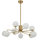 Telbix Antique Gold Felton 9 Light Pendant | Opal Matt