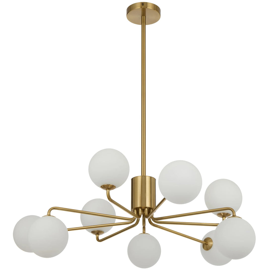 Telbix Antique Gold Felton 9 Light Pendant | Opal Matt