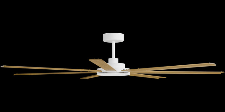 Calibo Alula 80" (2032mm) 7 Blade Indoor/Outdoor DC Ceiling Fan & Remote | White & Teak