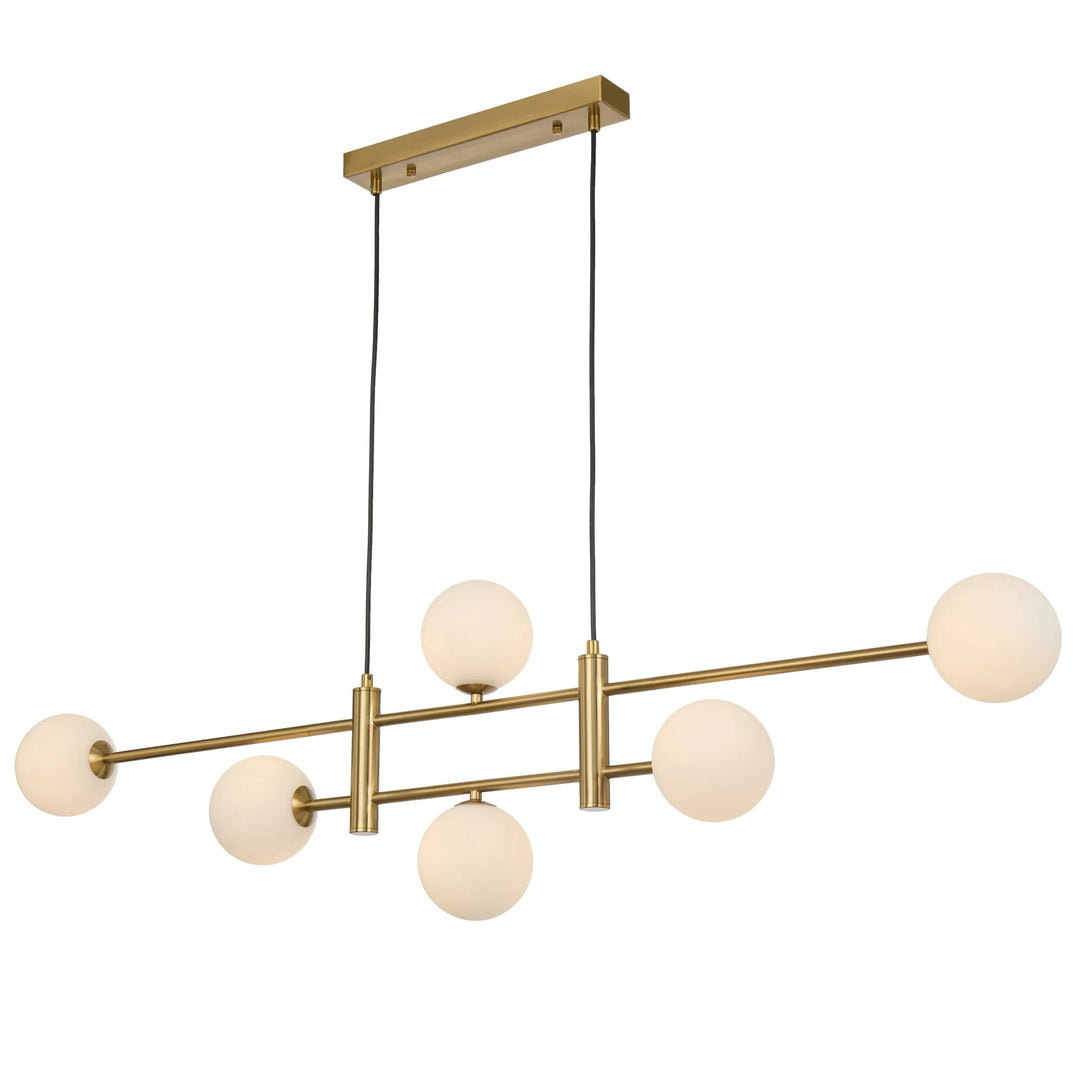 Telbix Antique Gold Tyson 6 Light Pendant | Opal Matt