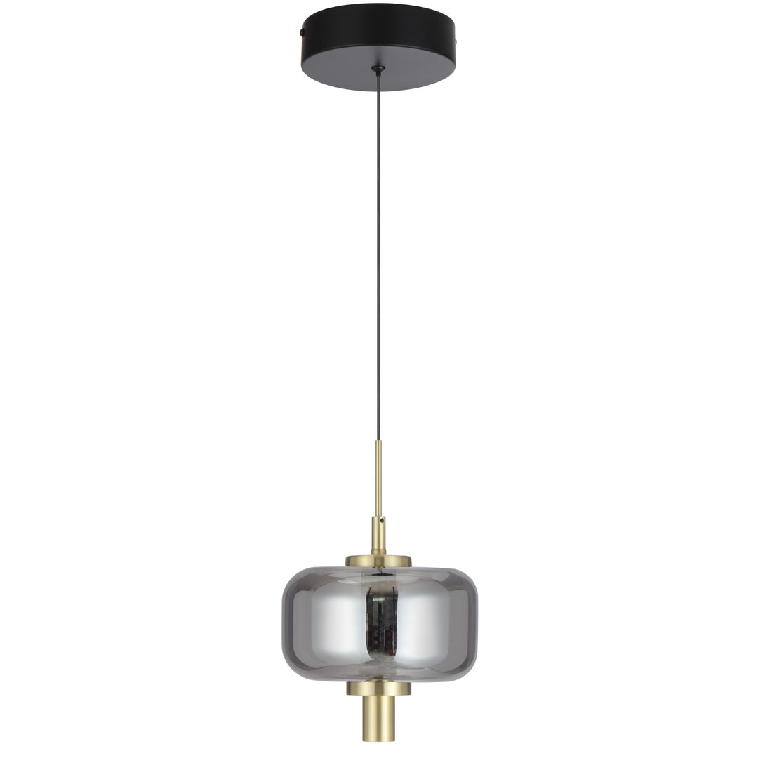 Telbix Volen 1 Light LED Pendant | Black and Smoke