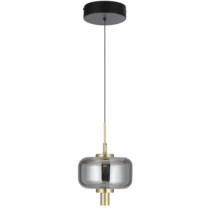 Telbix Volen 1 Light LED Pendant | Black and Smoke