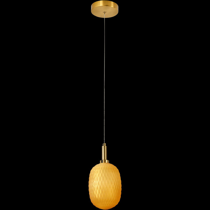 Calibo Lark Diamond Pattern 124mm Glass Pendant | Amber