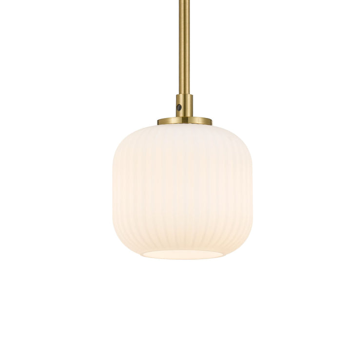 Telbix Bobo 1 Light Ribbed Barrel Glass LED Pendant Light | Antique Gold