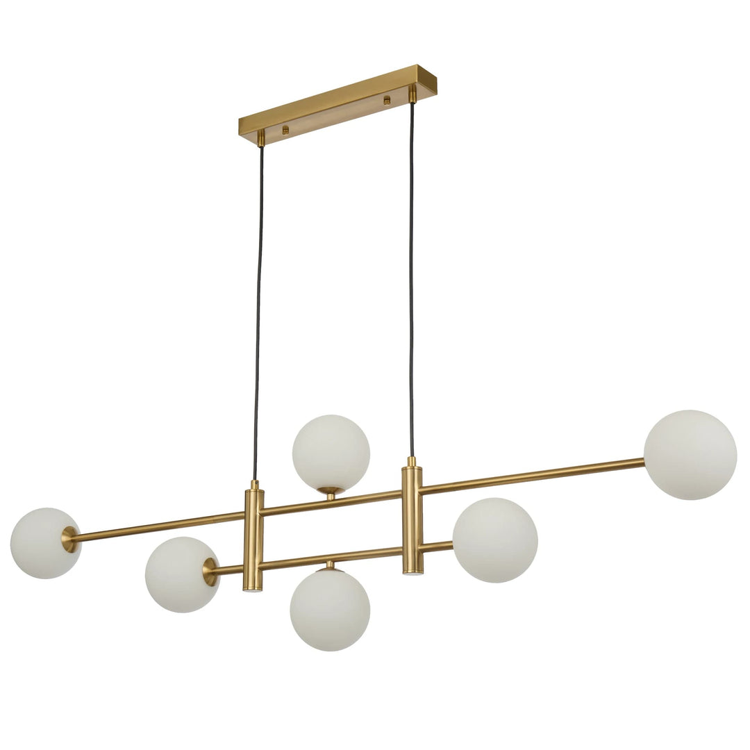 Telbix Antique Gold Tyson 6 Light Pendant | Opal Matt