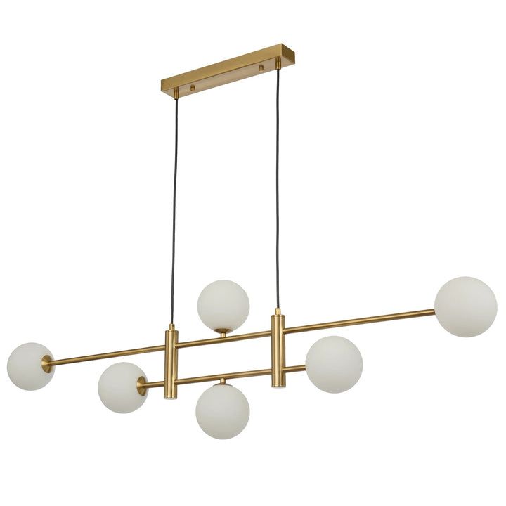 Telbix Antique Gold Tyson 6 Light Pendant | Opal Matt