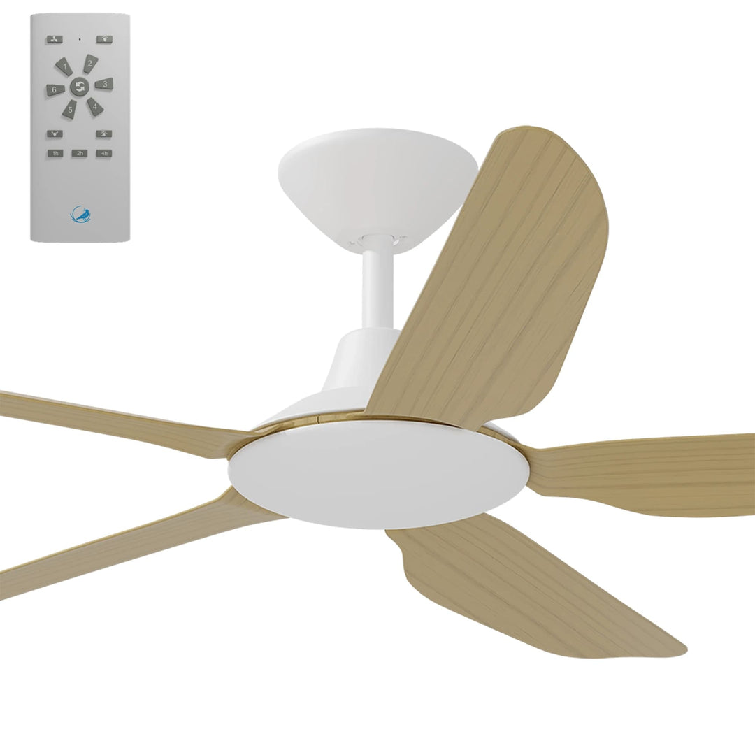 Calibo Storm 52" (1320mm) 5 Blade Indoor/Outdoor DC Ceiling Fan and Remote | White & Bamboo