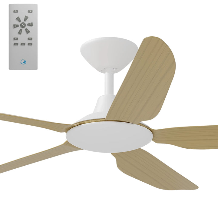 Calibo Storm 52" (1320mm) 5 Blade Indoor/Outdoor DC Ceiling Fan and Remote | White & Bamboo