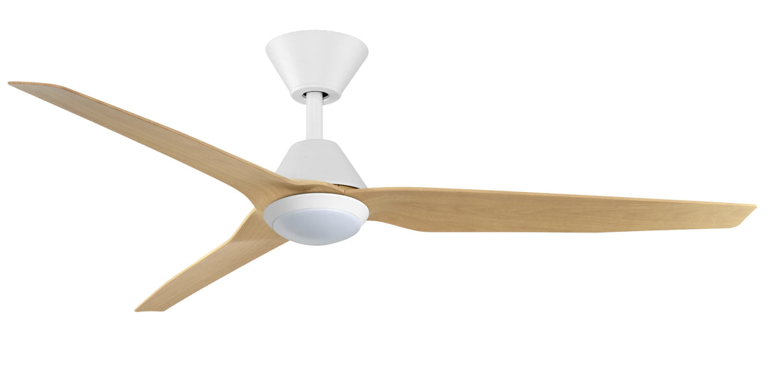 Fanco Infinity-iD 54" Smart DC Ceiling Fan with LED Light and Remote | White & Beechwood