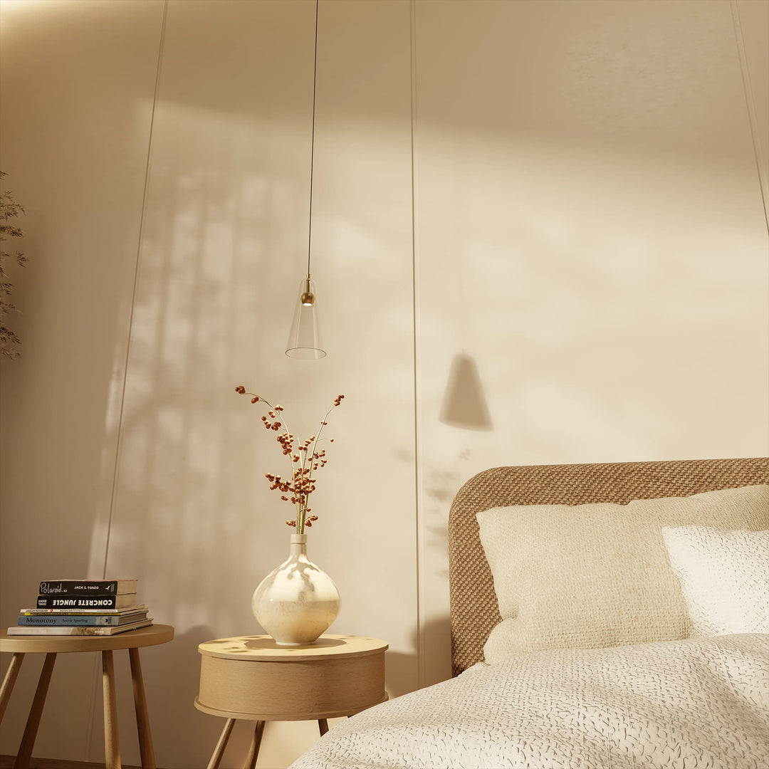 Calibo Skua Artisan Glass Tricolour LED Pendant | Brushed Brass