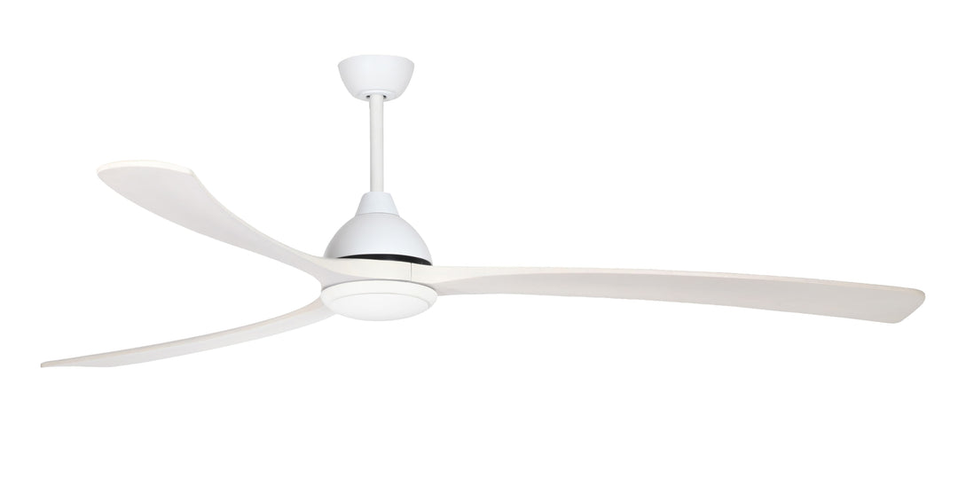 Fanco Sanctuary DC 92" Solid Timber Blade Indoor/Outdoor Ceiling Fan with 24w LED CCT Light and Remote | White & Whitewash