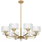 Telbix Moreno II 8 Light Modern Drum Pendant with Ribbed Glass Shade | Antique Gold