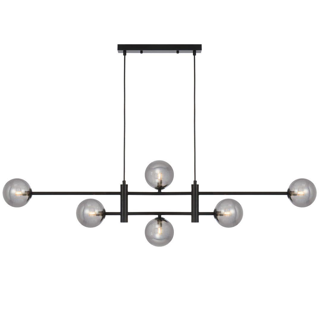 Telbix Black Tyson 6 Light Pendant | Smoke