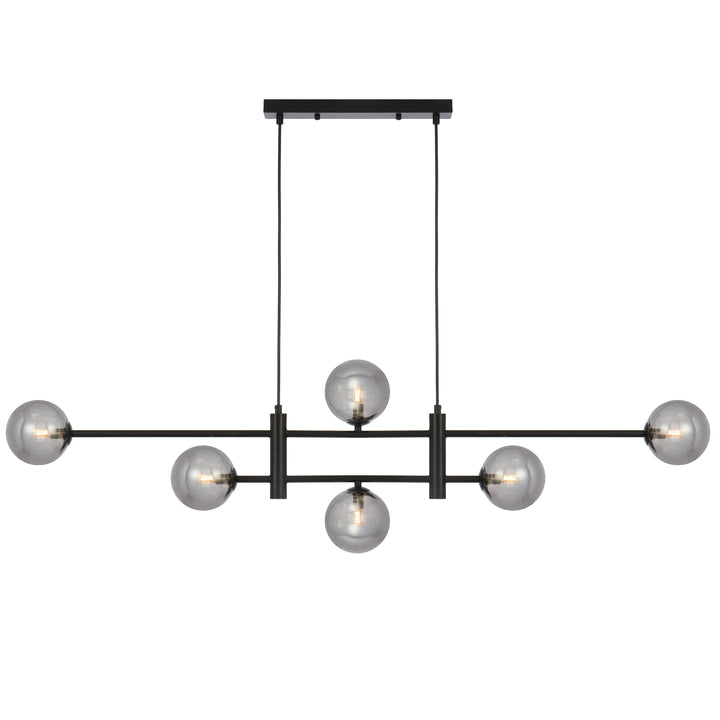 Telbix Black Tyson 6 Light Pendant | Smoke