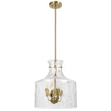 Telbix Perron 4 Light Modern Glass Pendant with Dimpled Decanter-Inspired Shade | Antique Gold
