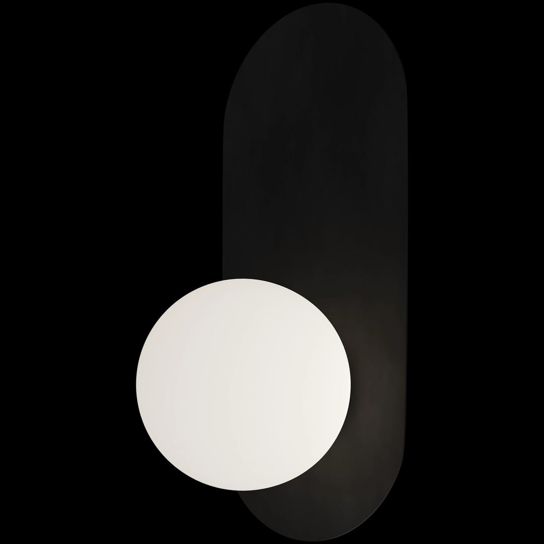 Calibo Crest Opal Glass 120mm Orb Wall Light Oval Plate 320mm | Black