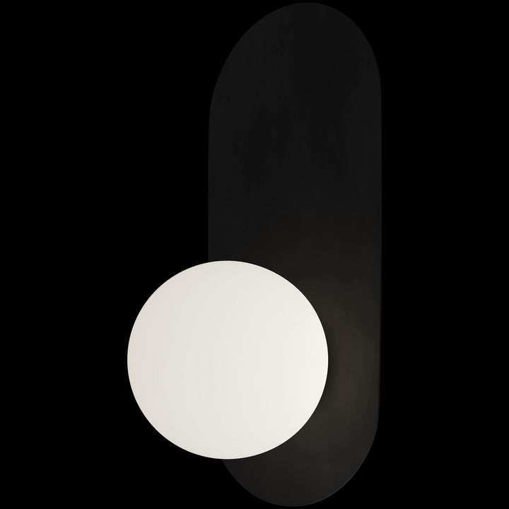 Calibo Crest Opal Glass 120mm Orb Wall Light Oval Plate 320mm | Black