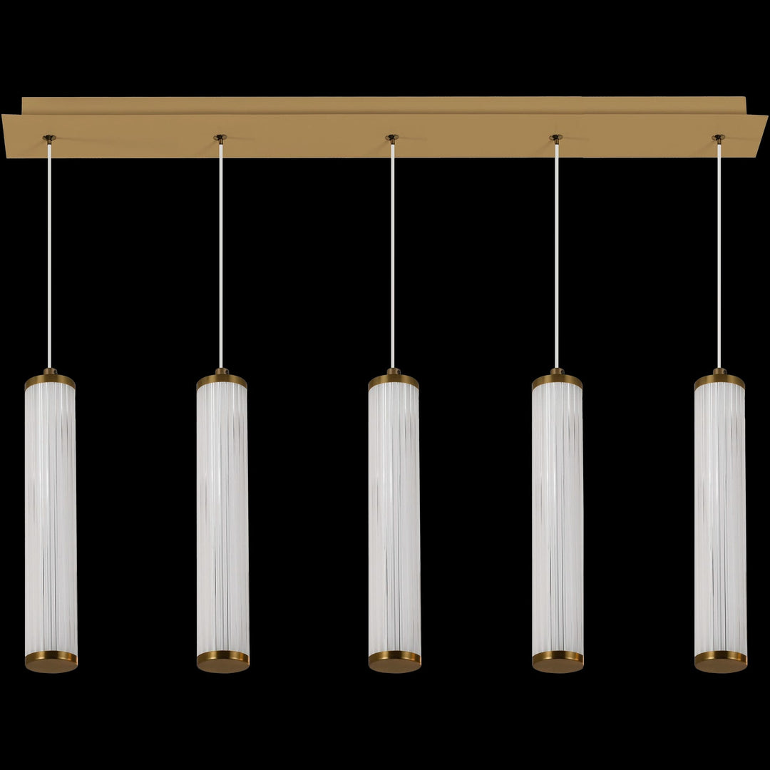 Calibo Charm Modern Fluted 5 Light Linear Pendant | Brass
