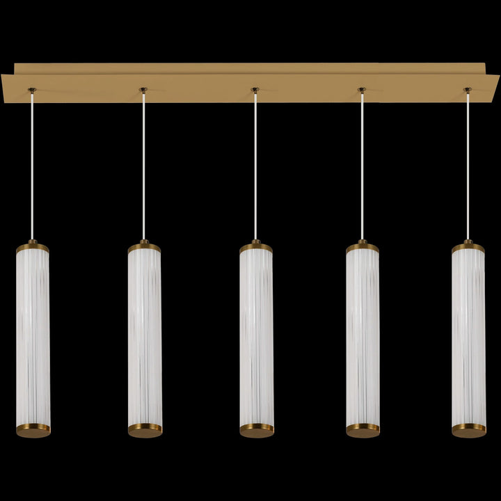Calibo Charm Modern Fluted 5 Light Linear Pendant | Brass